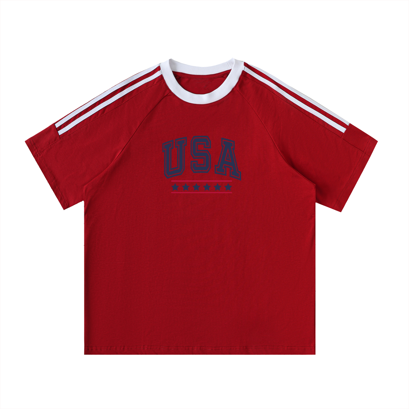 Contrast Tape Crewneck Cotton T-Shirt