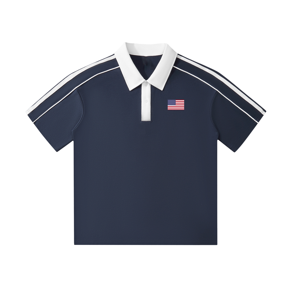 Contrast Collar Short-Sleeve Polo Shirt