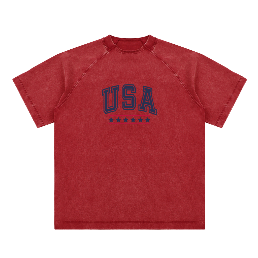 Vintage Washed Raglan Cotton T-Shirt